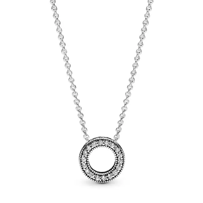 Колие с паве с лого Pandora Circle Collier