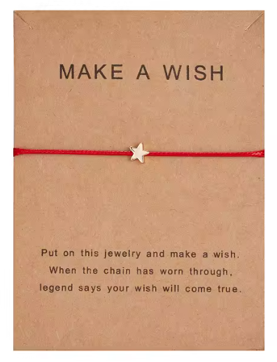 Гривна с Пожелание "Make a Wish" – Червен Конец със Златиста Звездичка