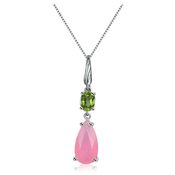 Колие Pink drop розов кварц и перидот